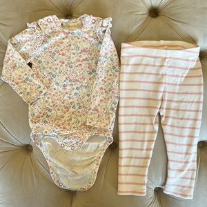 H&M baby floral bodysuit with pants. Size 6-9 months.